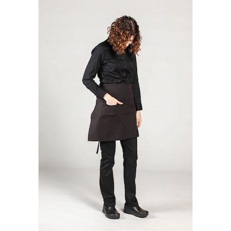 Uncommon Threads Half Wst 2-Sec Pkt Apron Blk/Red Pinstrp 3056-7100